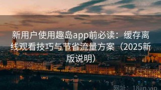 新用户使用趣岛app前必读：缓存离线观看技巧与节省流量方案（2025新版说明）