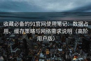 收藏必备的91官网使用笔记：数据占用、缓存策略与网络需求说明（高阶用户版）